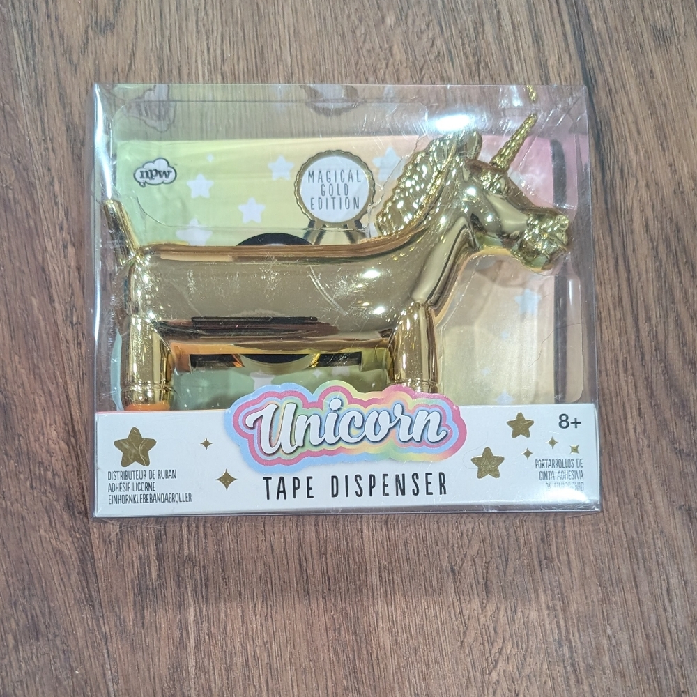 NIB metallic gold unicorn tape dispenser for office